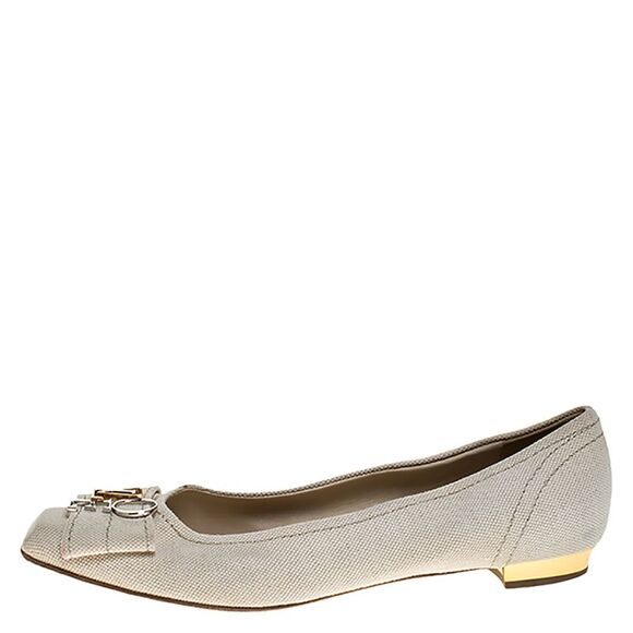 Louis Vuitton Off-White Canvas Love Logo Ballet Flats Size 39.5 - Picture 2 of 4